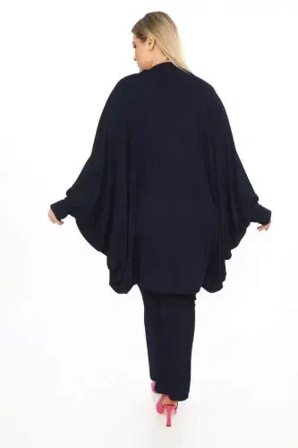 Bat Sleeve Jacket; Pants Blouse Evening Dress Set - 4