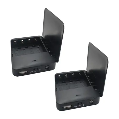 Batareya bilan ishlaydigan telefon zaryadlovchi LED|Favqulodda USB batareyali quvvat banki portativ 4 AA batareyali rozetka (2 dona qora) - 1
