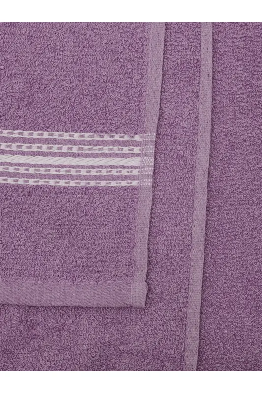 Bath Hand Towel Set 4 Pcs Lilac-White Elvin – Soft Texture (70X140X2 /50X90CMX2)-LILAC - 6