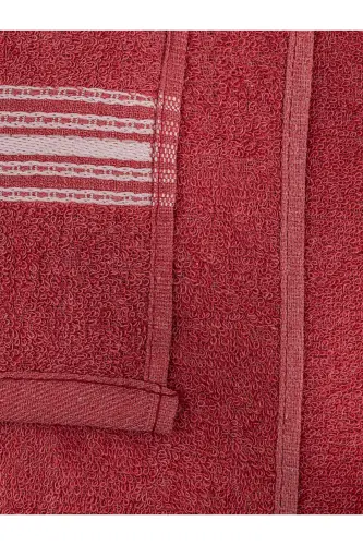 Bath Towel Set 4 Pcs Bordeaux-White Elvin - Soft Texture, Quick Drying (70X140 X2 /50X90CM X2 CM)-BORDEAUX - 3