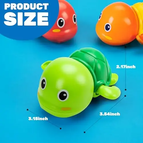 Bath Toys, 6 Pack Swimming Turtle Baby Bath Toys for Toddler 1-3, Water Pool Floating Wind Up Toys for 1 Year Old Boy Girl Gifts, Infant Toddlers Kids Bathtub Toys - 3