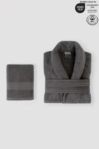 Bathrobe Set 100% Cotton Certified Shawl Collar Bathrobe - 1