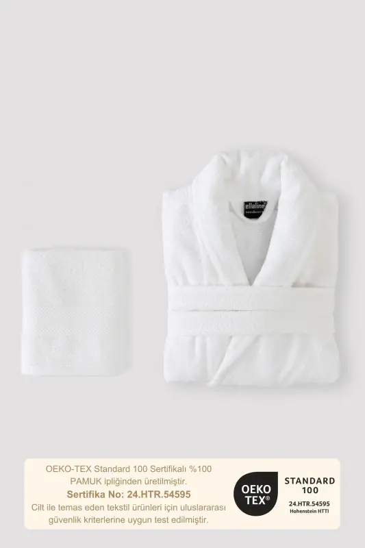 Bathrobe Set 100% Cotton Certified Shawl Collar Bathrobe - 5