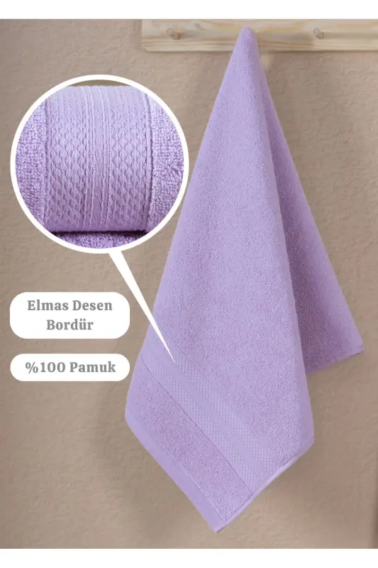 Bathrobe Set 100% Cotton Certified Shawl Collar Bathrobe Head Towel Set 2 Pieces Lilac-Lilac - 5
