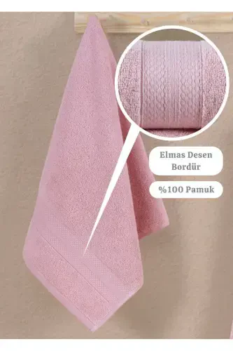 Bathrobe Set 100% Cotton Certified Shawl Collar Bathrobe Head Towel Set 2 Pieces Powder Pink-Pink - 5