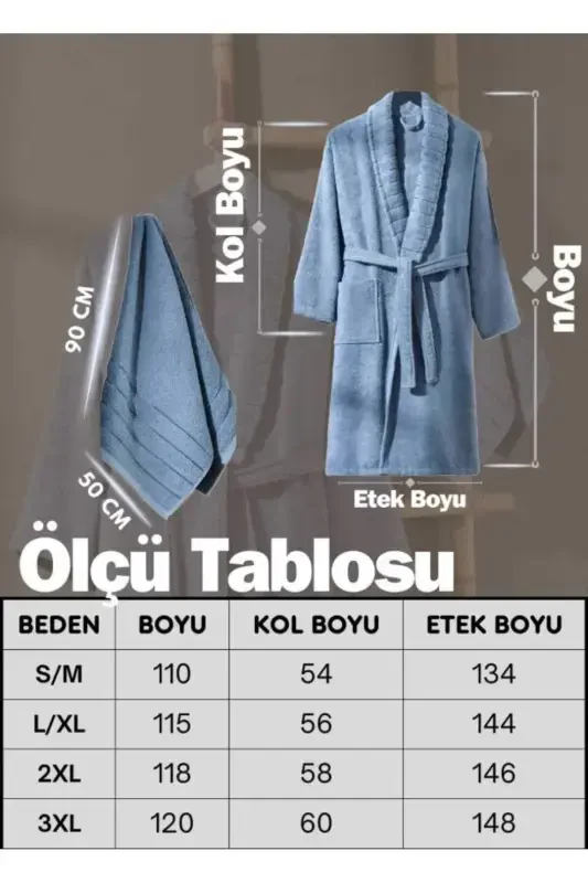 Bathrobe - Towel Set Carla-Blue - 3
