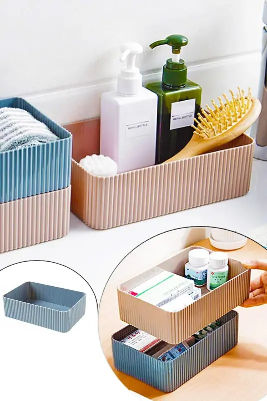 Bathroom Kitchen Organizer Plastic Wide Box 20x14cm - HELEN'S HOME
