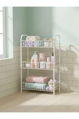 Bathroom Metal Shelf Bathroom Organizer Multipurpose Metal Shelf-White - EMKATEX (1)