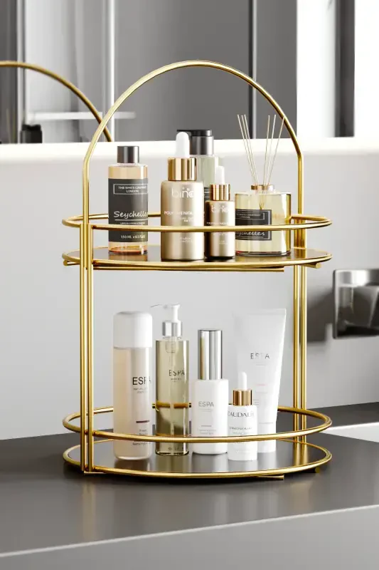 Bathroom Organizer Cosmetic Jewelry Towel Rack Stand 2 Tier 40cm - 1