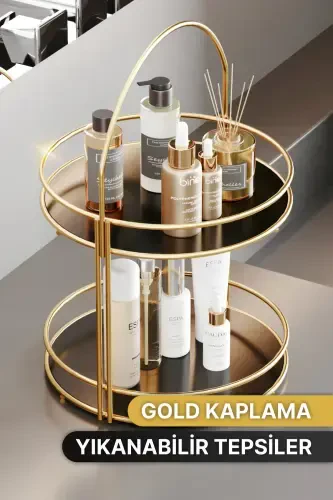 Bathroom Organizer Cosmetic Jewelry Towel Rack Stand 2 Tier 40cm - 4