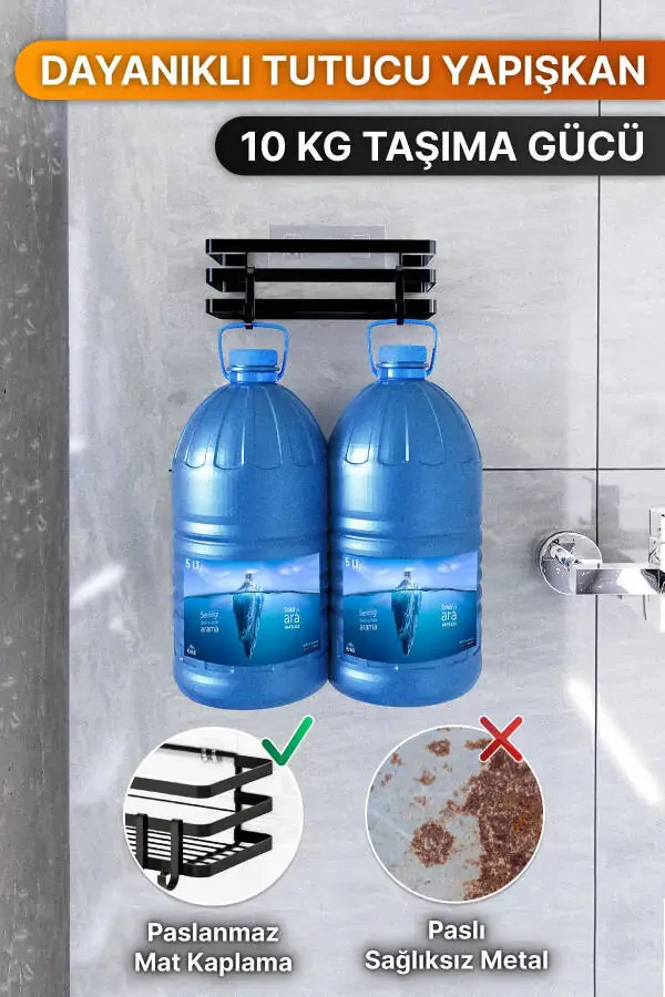 Bathroom Organizer Shampoo Soap Dish 2 Piece Set Sliced Adhesive 4 Hook Shower Shelf Organizer - 2