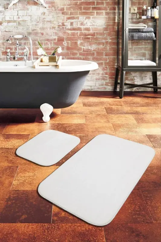 Bathroom Set Small Size 2 Pieces (80x50)(50x40)-White - SARAR