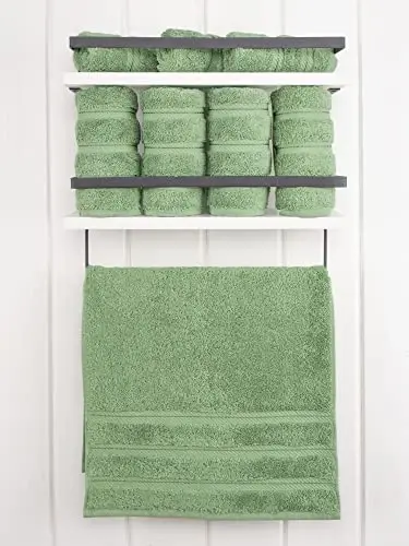 Bathroom uchun American Soft Linen hashamatli qo'l sochiqlari, 600 GSM og'ir vazn 16x28 o'lcham 100% paxta turk 4 qismli qo'l yuz sochiq to'plami, Sage Green qo'l sochiqlari - 2