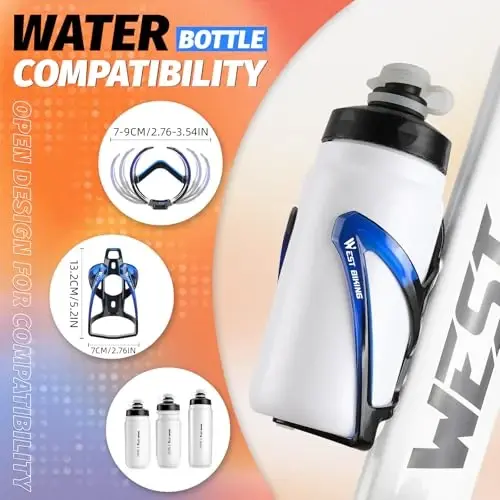 West Biking Bike Water Bottle Cages Ultra-Light Durable PC Bicycle Bottle Holder with Screws Tool, Easy Installation Bicycle Drink Cup Holders Cycling Kettle for MTB Road Bikes - WEST BIKING (1)
