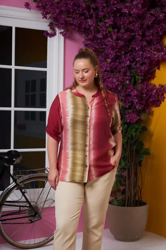 Batik naqshli katta oʻlchamli koʻylak - 1