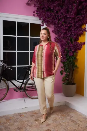 Batik Pattern Plus Size Shirt - 5