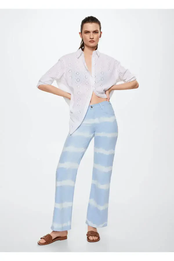 Batik Pattern Wide-leg Jean - 1