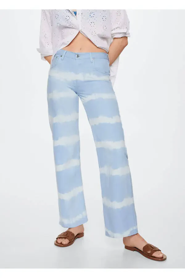 Batik Pattern Wide-leg Jean - 8