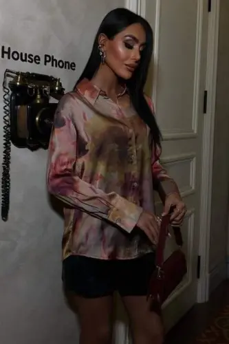 Batik Patterned Satin Shirt 3445 - 5