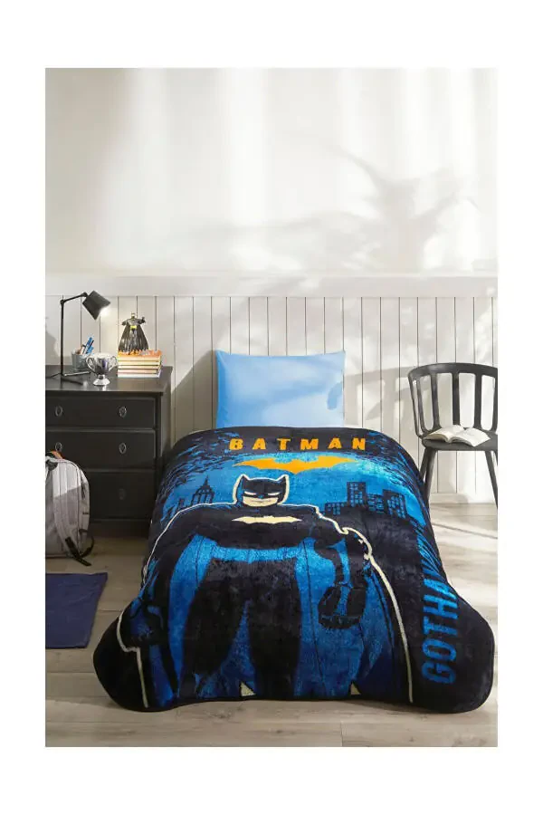 Batman Gotham Licensed Single Person Kids Blanket 155x215 Cm - 1