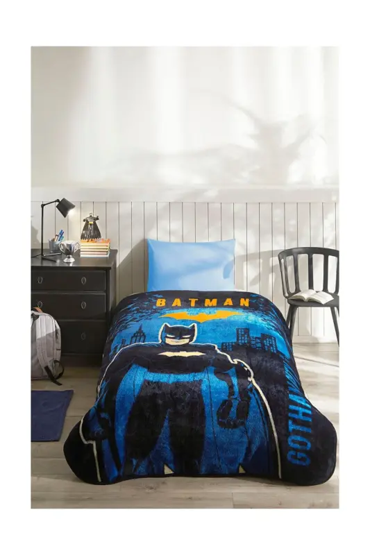 Batman Gotham Licensed Single Person Kids Blanket 155x215 Cm - ÖZDILEK