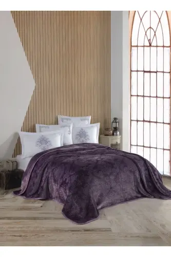 Battaniye Seti Marka Çarşafı Pamuklu 6 Parça-MOR - KELEBEK (1)