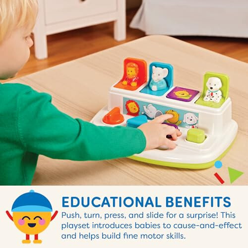 Battat – Cause-And-Effect Toy – Developmental Toy With Buttons & Colors – Color Sorting Animal Toys – For Kids, Toddlers, Babies – 18 Months + – Pop-Up Pals - 5