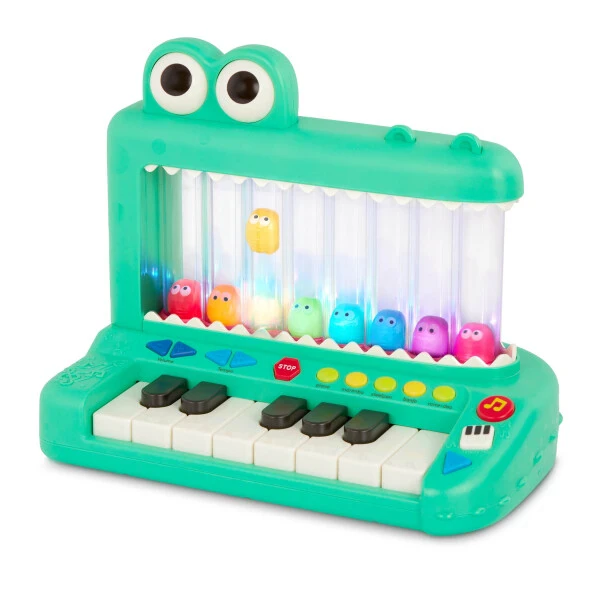 Battat Croco Pop Piano Toy Keyboard with Songs Sounds Lights, Baby and Toddler Toys - BATTAT