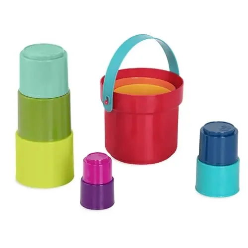 Battat – Stacking Toy – Educational & Dexterity Toy – Nesting Cup Playset – Water & Beach Toys – 18+ Months – Stack Up Cups, Medium, 10 Pieces set - BATTAT (1)