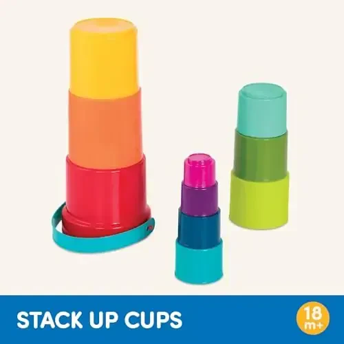 Battat – Stacking Toy – Educational & Dexterity Toy – Nesting Cup Playset – Water & Beach Toys – 18+ Months – Stack Up Cups, Medium, 10 Pieces set - 6