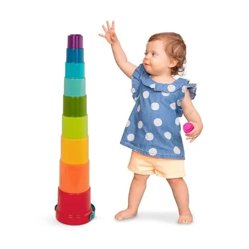 Battat – Stacking Toy – Educational & Dexterity Toy – Nesting Cup Playset – Water & Beach Toys – 18+ Months – Stack Up Cups, Medium, 10 Pieces set 