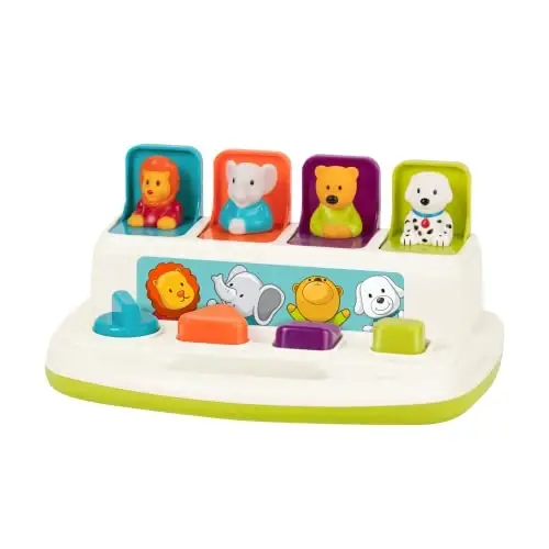 Battat – Cause-and-Effect Toy – Developmental Toy with Buttons & Colors – Color Sorting Animal Toys – for Kids, Toddlers, Babies – 18+ Months – Pop-Up Pals 