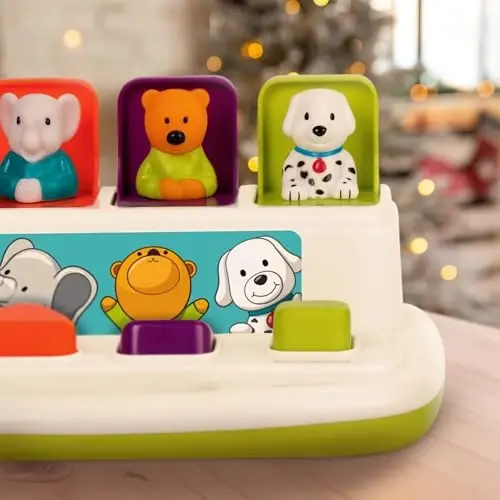 Battat – Cause – And – Effect Toy – Developmental Toy With Buttons & Colors – Color Sorting Animal Toys – For Kids, Toddlers, Babies – 18+ Months – Pop – Up Pals - 6