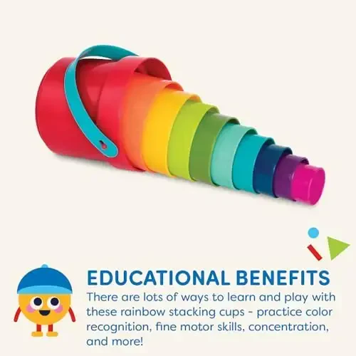 Battat – Stacking Toy – Educational & Dexterity Toy – Nesting Cup Playset – Water & Beach Toys – 18+ Months – Stack Up Cups, Medium, 10 Pieces set - 3