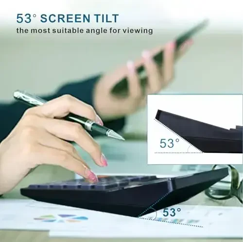Battery and Solar Unique 120-Step Calculation Check Memory 12 Digit 2 Line Extra Large Calculator Big Buttons and 5.5