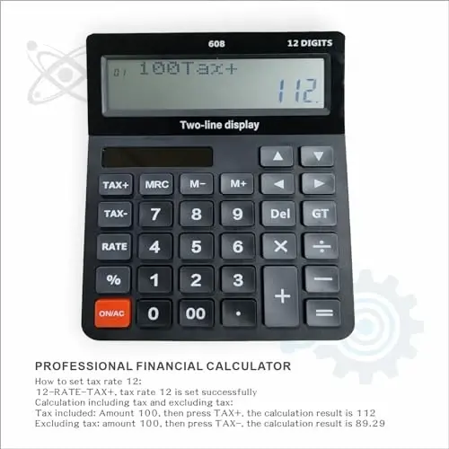 Battery and Solar Unique 120-Step Calculation Check Memory 12 Digit 2 Line Extra Large Calculator Big Buttons and 5.5