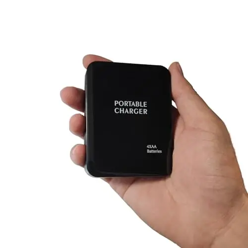 Battery Operated Phone Charger Emergency | USB Battery Powered Power Bank Portable 4 AA Batteries Powered Outlet (Black) - 4
