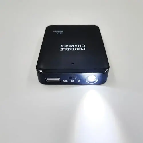 Battery Operated Phone Charger Emergency | USB Battery Powered Power Bank Portable 4 AA Batteries Powered Outlet (Black) - 3