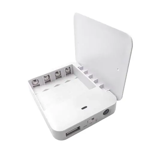 Battery Operated Phone Charger Emergency|USB Battery Powered Power Bank Portable 4 AA Batteries Powered Outlet (White) - 1