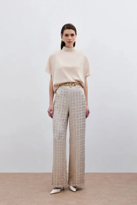 Batwing Sleeve Slouchy Blouse - Beige-Beige - 2