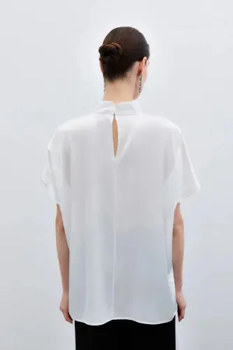 Batwing Sleeve Slouchy Blouse - Ecru-Ecru - 6