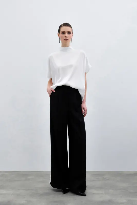 Batwing Sleeve Slouchy Blouse - Ecru-Ecru - 2
