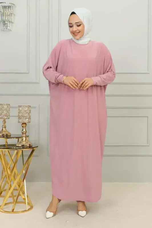 Batwing Sleeve Slouchy Dress POWDER-POWDER - GENEL MARKALAR