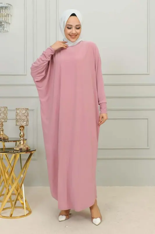 Batwing Sleeve Slouchy Dress POWDER-POWDER - 2