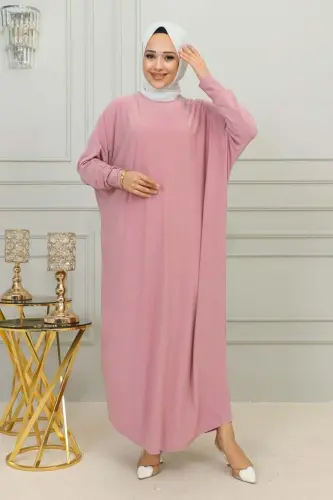 Batwing Sleeve Slouchy Dress POWDER-POWDER - 3
