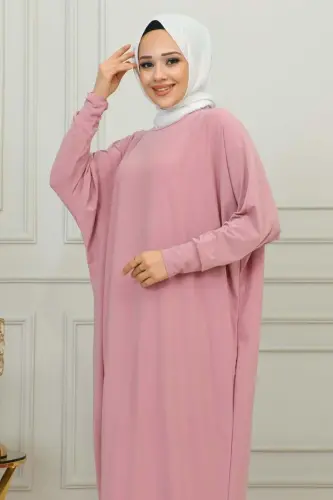 Batwing Sleeve Slouchy Dress POWDER-POWDER - 4