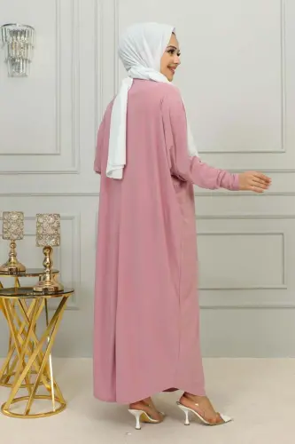 Batwing Sleeve Slouchy Dress POWDER-POWDER - 5