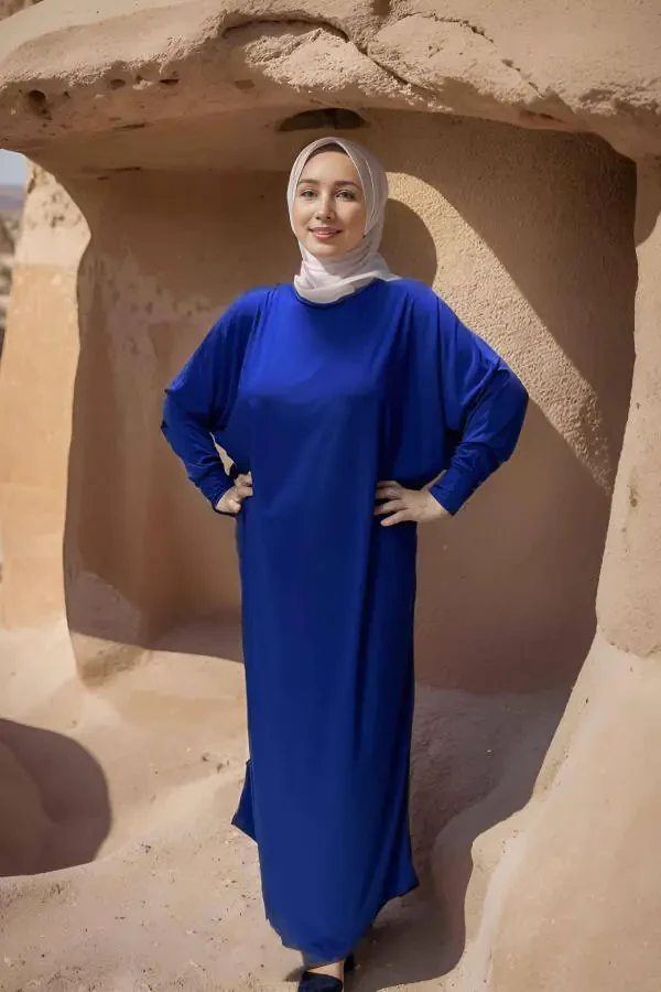 Batwing Sleeve Slouchy Dress SAPPHIRE - 2