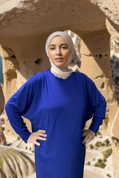 Batwing Sleeve Slouchy Dress SAPPHIRE - 3