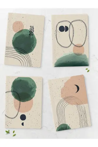 Bauhaus Çizgisiz Defter Seti - 4 Adet - 14cm*20cm - 64 Sayfa-Renkli IX 